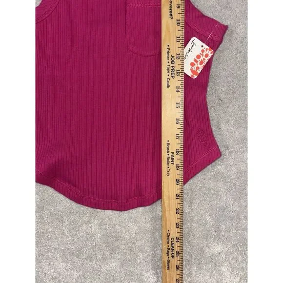 Free People Movement Magenta Pink Ribbed High Neck Tank Top Small NWT - Picture 6 of 7